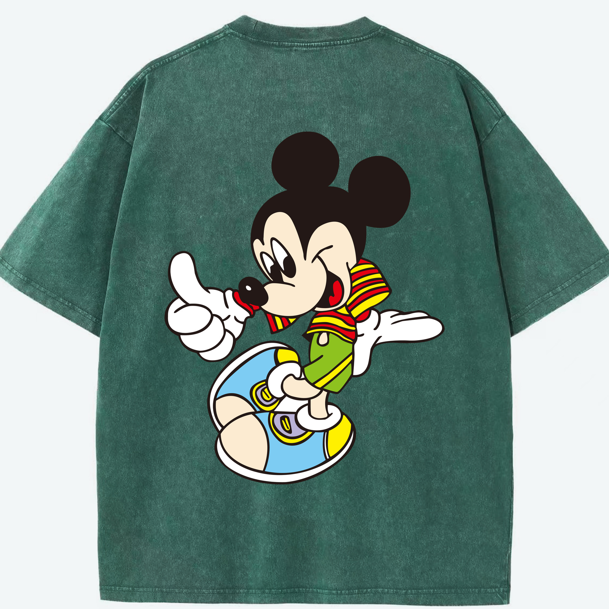 （画像用） ミッキーマウス Mickey Mouse 綿100% ヴィンテージ風 半袖Tシャツ（背面プリント）